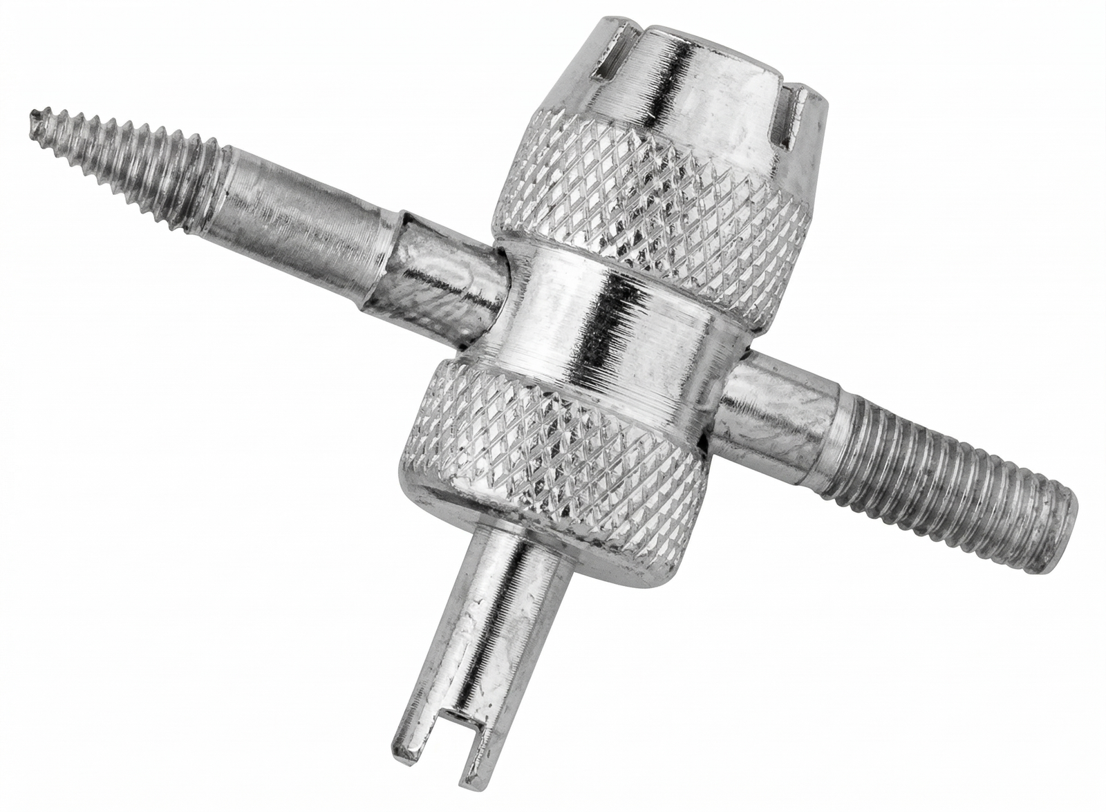 4-Way Valve Core Tool, Hardened Steel Schrader Valve Stem Tool for Core Removal, Thread Cleaning, and Tire Service Repair - MegaMotion